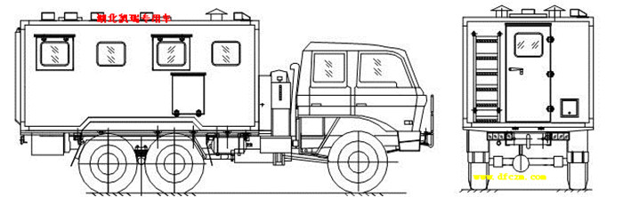 六驅(qū)越野炊事車外廓簡圖 六驅(qū)越野炊事車外廓簡圖